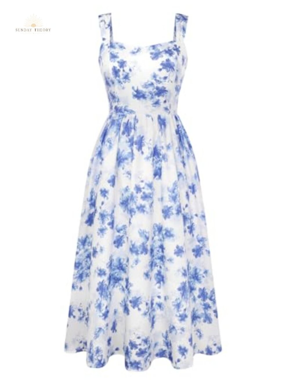 Vintage A-Line Midi Sundress Sweetheart Neck Floral Fully Lined